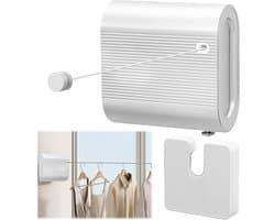 Waslijn Uittrekbaar - Intrekbare Waslijn - Kleding Drogen - Anti-doorhang Design - 42 m - Wit