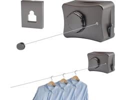 Intrekbare Waslijn - Droogrek Binnen Kledinglijn - Kleding Drogen - Anti-doorzakken Ontwerp - 5.1 Meter - Grijs