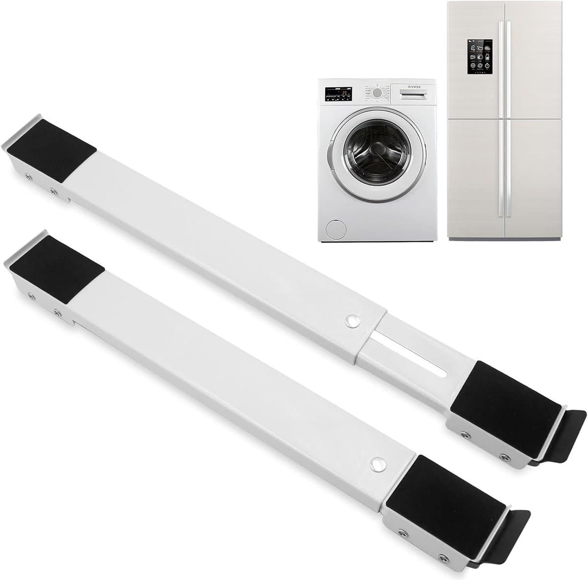 Wasmachine Onderstel - Apparaat Verhoger - Meubels Verplaatsen - Verstelbaar & Stabiel - 46-71 cm - Wit — afbeelding 1