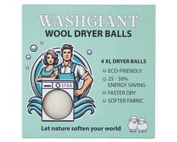 Washgiant Wasdrogerballen – Wollen Drogerbollen – Wasverzachter Alternatief – Kortere Droogtijd – 4 Stuks