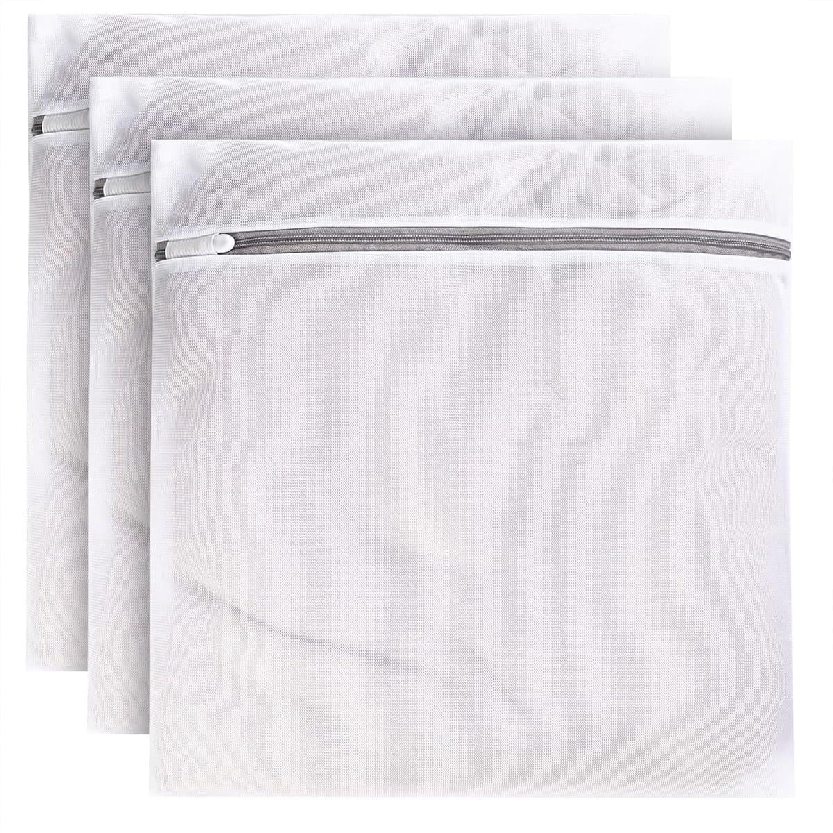 Thijox - 3-delige set wasnetten voor wasmachines, waszakken met ritssluiting, 50 x 60 cm, polyester, wit gaas, ideaal voor ondergoed, blouses, beddeng — afbeelding 1