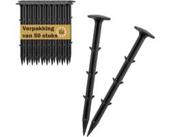 Grondanker - Zwart - 15 cm, Ø 3 cm - Kunststof Bodemanker - Set van 50 stuks voor Tuin en Camping