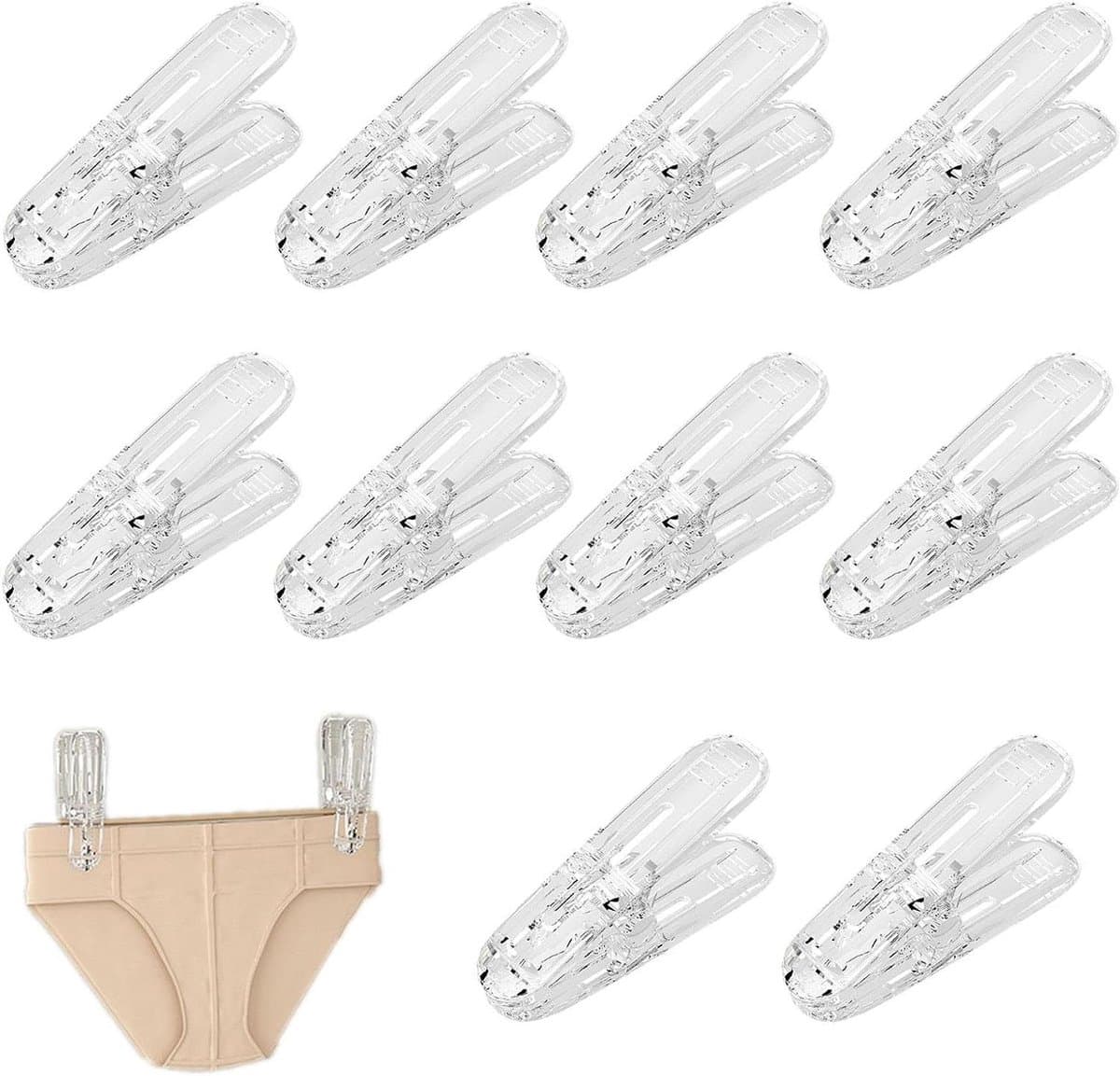 Wasknijpers - Kledingklemmen Handdoekclips - Kleding Drogen - Winddicht Versterkt - 10 stuks - Transparant — afbeelding 1