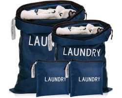 Waszak voor op Reis - Blauw - 60 x 45 cm - Waterdichte Opvouwbare Tas - Voor Vuile Kleding