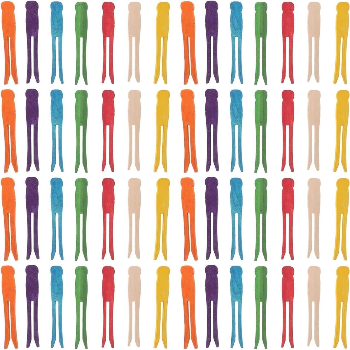 Houten Wasknijpers - Mini Clips Knutselen - Kaart Ophangen - Stevige Platte Grip - 100 Stuks - Meerkleurig — afbeelding 1