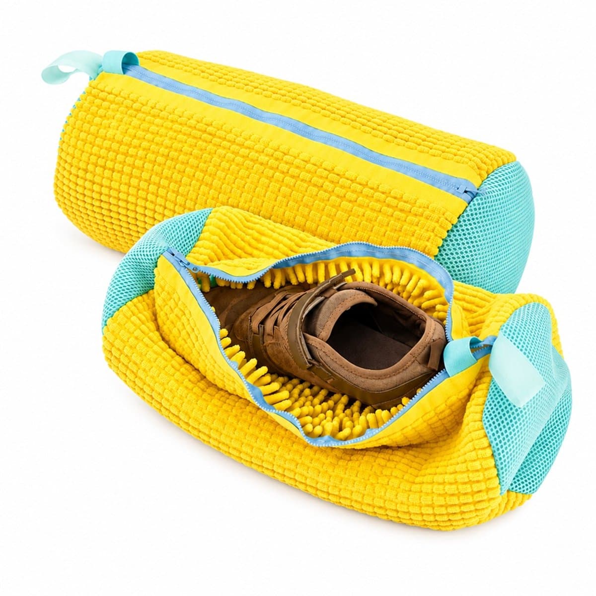 Schoenwaszak – 2 Stuks – Waszak voor Schoenen – Wasmachine & Droger – Voor Sneakers & Tennisschoenen – Herbruikbaar – Geel — afbeelding 1