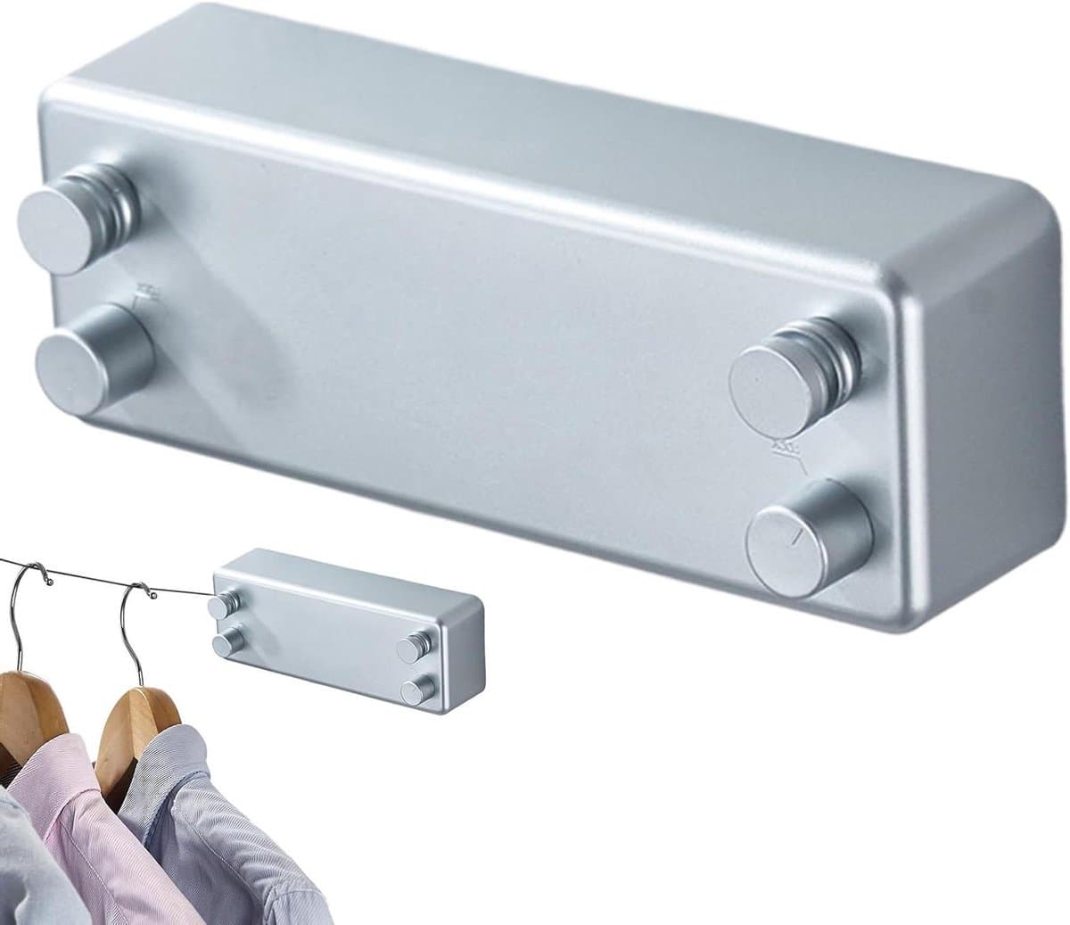 Uittrekbare Waslijn - Droogrek Waslijn - Kleding Drogen - Dubbele Uittrekbaar - 23 cm - Zilver — afbeelding 1