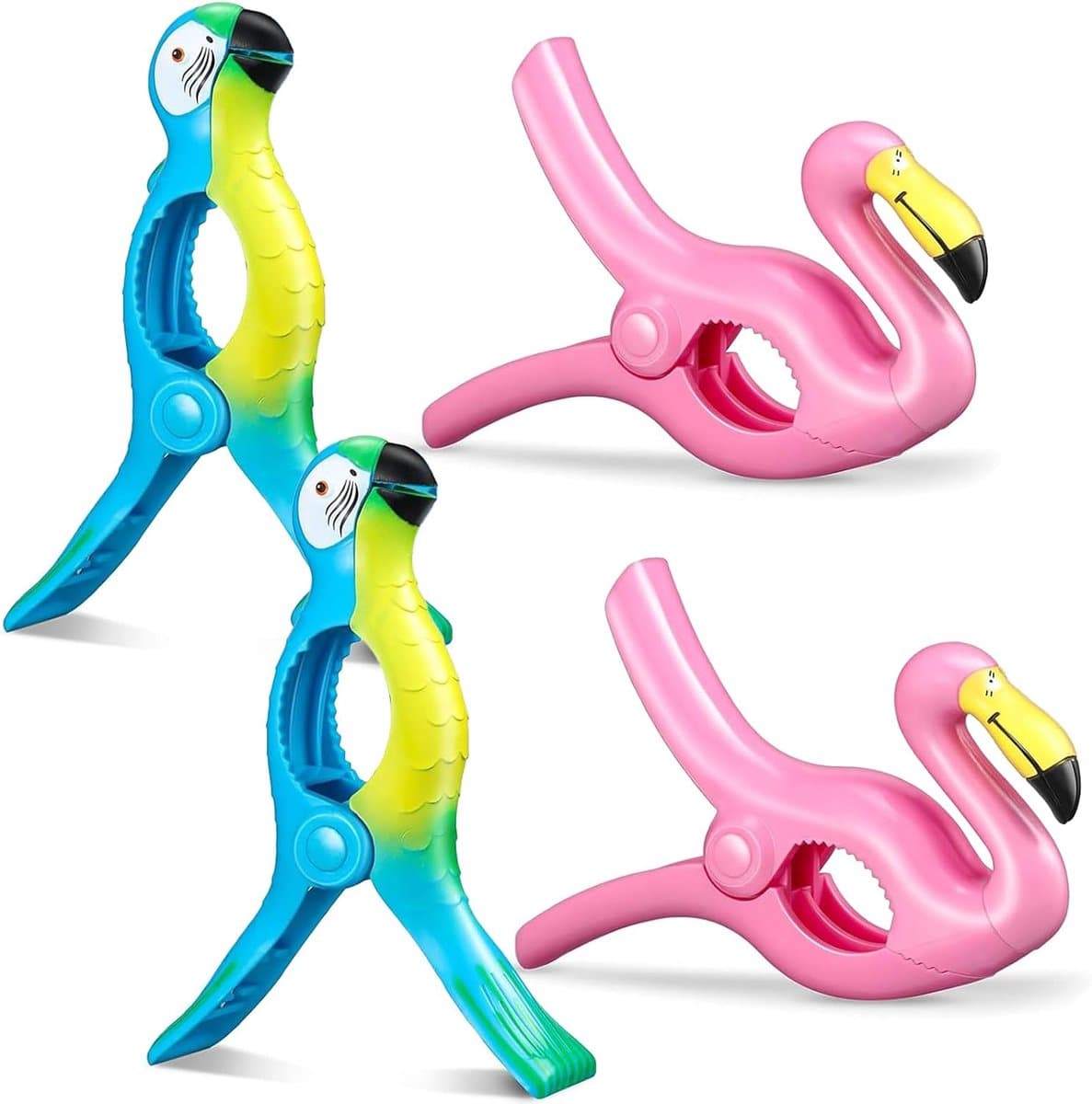 Handdoekklemmen voor strandstoelen, 4 stuks Grote strandhanddoek klemmen Flamingo strandhanddoek clips handdoekklemmen Flamingo wasknijpers voor wasgoed strandhanddoek badhanddoek zwembad (Roze A) — afbeelding 1