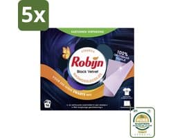 5 x Robijn Classics - Black Velvet - Wasmiddeldoekjes - 16 Wasstrips - Grootverpakking - Zwarte Was - Wasmiddel - Wasmiddeldoekjes - Kleurbescherming - Duurzame Was