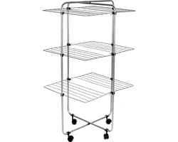 Urban Living Wasrek/droogrek - zilver - metaal - 65 x 65 x 115 cm - staand