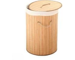 Ceruzo Wasmand met Deksel - Bamboe -Wassorteerder - Rond - Opvouwbaar-Wasbare Waszak Katoen- 48 Liter — afbeelding 1
