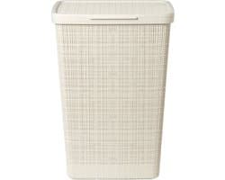 Lux en modern wasmand met deksel - 58 liter - beige