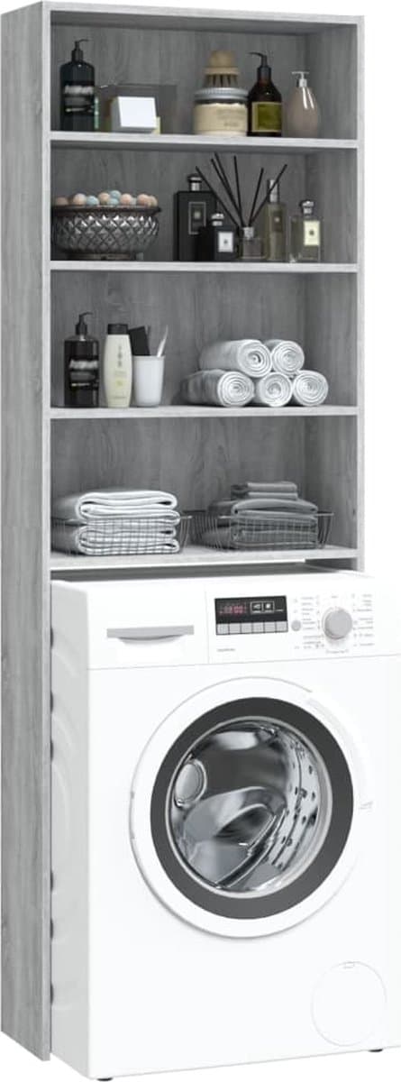 Wasmachine ombouw - Kast - Opbouwmeubel - Verhoger - Wasmachine meubel - Opbergkast - Hout - Grijs Sonoma — afbeelding 1