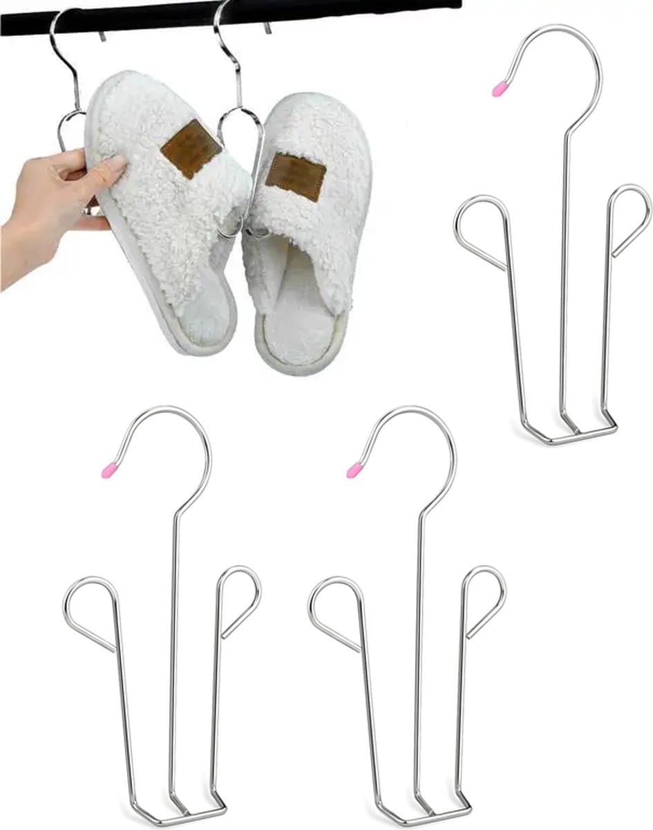 3x Schoenenrek - Droogrek - Schoen Haak - RVS Schoenenrek - Voor 3 Paar Schoenen - Zilver - Wasrek - Wasrekken - Droogrekken - Kledinghanger - Wassen / Schoen Drogen - Hardloopschoenen / Casual Schoenen / Leren Schoenen — afbeelding 1
