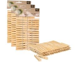 Wasknijpers - 180x - bamboe hout - 7 cm - wasspelden - knijpers - was ophangen — afbeelding 1