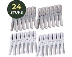 Gandria Wasknijpers 24 Stuks - Kunststof Wasknijpers - Set van 24 Plastic Knijpers - Wasrek Knijpers 10 Kg - Grijs/Wit en Wit/Grijs — afbeelding 1