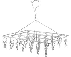 RVS kledingdroogrek met 20 clips - Draaibare hanger voor ondergoeddroger - Met winddichte haken - Geschikt voor handdoeken, bh's, handschoenen en babykleding - Geschikt voor binnen- en buitengebruik - Zilver — afbeelding 1