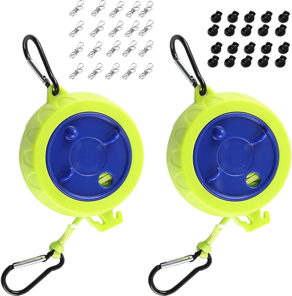 Camping waslijn 2 stuks, camping accessoires, waslijn uittrekbaar, outdoor, 10 m lengte, ideaal voor wasruimte, tuin, camper of boot. Draagbare waslijn uitrusting voor camping en outdoor — afbeelding 1