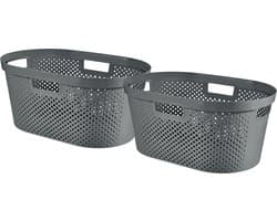 Curver Infinity Recycled Dots Wasmand - 40L - 2 stuks - Donkergrijs