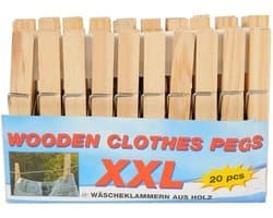 Houten wasknijpers - 100x stuks - voordelige knijpers / wasspelden - bamboe - was ophangen — afbeelding 1