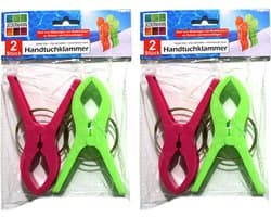 Jedermann Handdoekknijpers XL - 10x - groen/roze - kunststof - 12 cm - wasknijpers