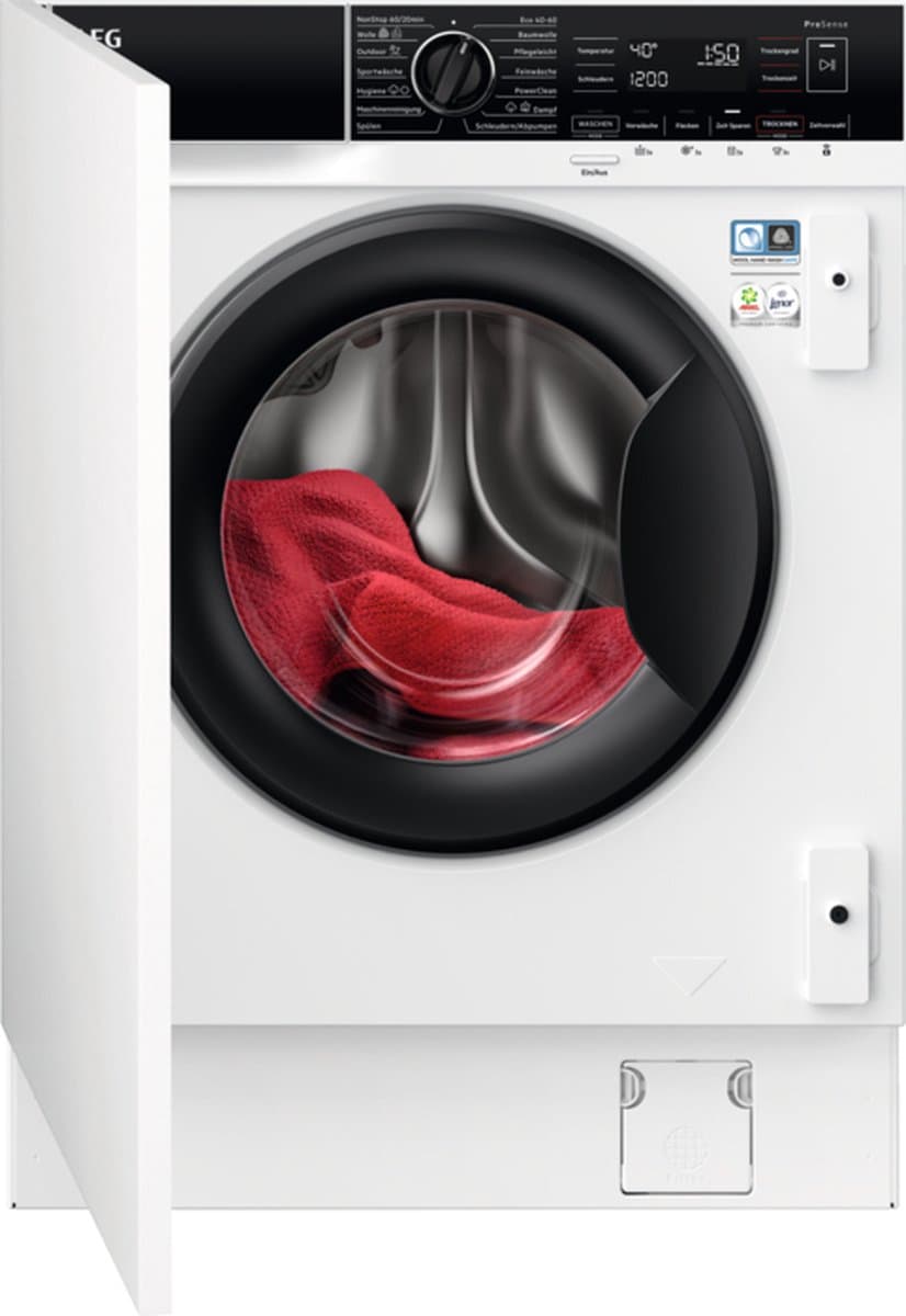 AEG Series 8000 LWR8WI7680, Voorlader, Ingebouwd, Wit, Links, Zwart, Knoppen, Draaiknop — afbeelding 1