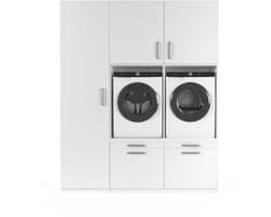 Wasophoogte® Wasmachine Kast Stockholm - Wasmachine verhoger - Wasmachine ombouw - 700(D)*1930(B)*2350(H) mm - Wit — afbeelding 1
