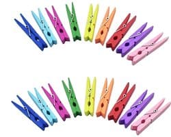 50 Houten Wasknijpers – 7,2 cm – 10 Kleuren – Decoratieve Knijpers voor Foto’s, Kaarten & DIY – Kleurige Hout Clips