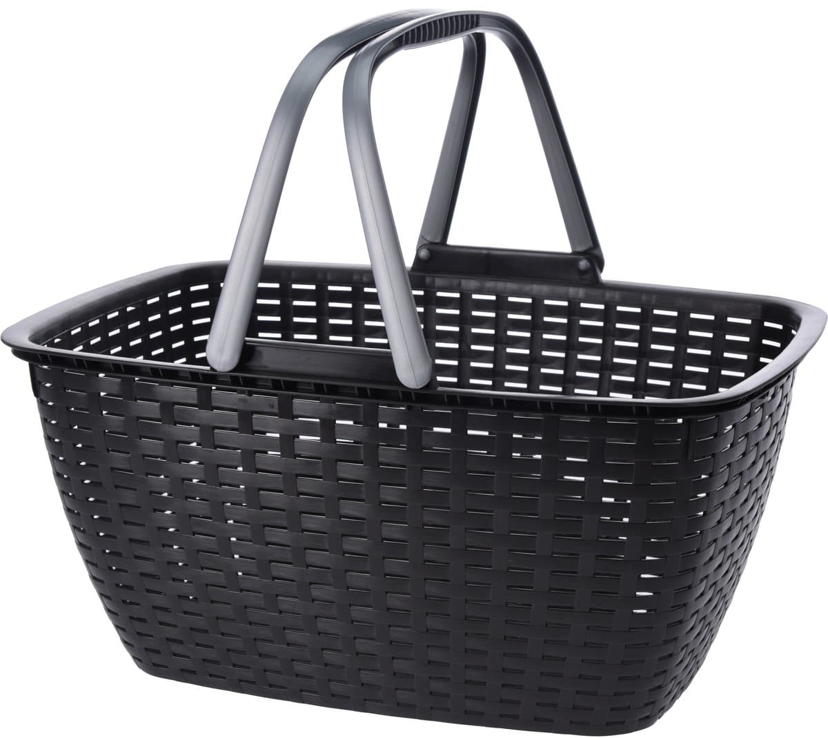 Wasmand - antraciet grijs - met hengsel - 27 liter - 43 x 30 cm - kunststof - Huishoud - De was doen - Wasgoedmanden — afbeelding 1