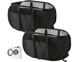 2 stuks Opvouwbare wasmand, opvouwbare wasmand, waszak, wasmand voor vuile was met handvat voor badkamer, slaapkamer, wasruimte, kinderkamer, reizen, Zwart 58 x 36 x 36 cm