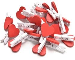 FSW-Products - Kleine Houten Knijpers - 10 STUKS - Knijpertjes - Fotoknijpers - Hartjes - Geboorte wasknijpers - 3 CM - Kaartknijpers - Foto knijpers - Knijper om foto's aan op te hangen - Fotohouder - Knijpers - Wasknijpers - Liefde - Polaroid — afbeelding 1