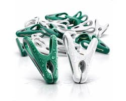 Wasknijpers Kunststof - Klemmen Wasgoed - Was Drogen - Zachte Grip - 40 Stuks - Groen Wit