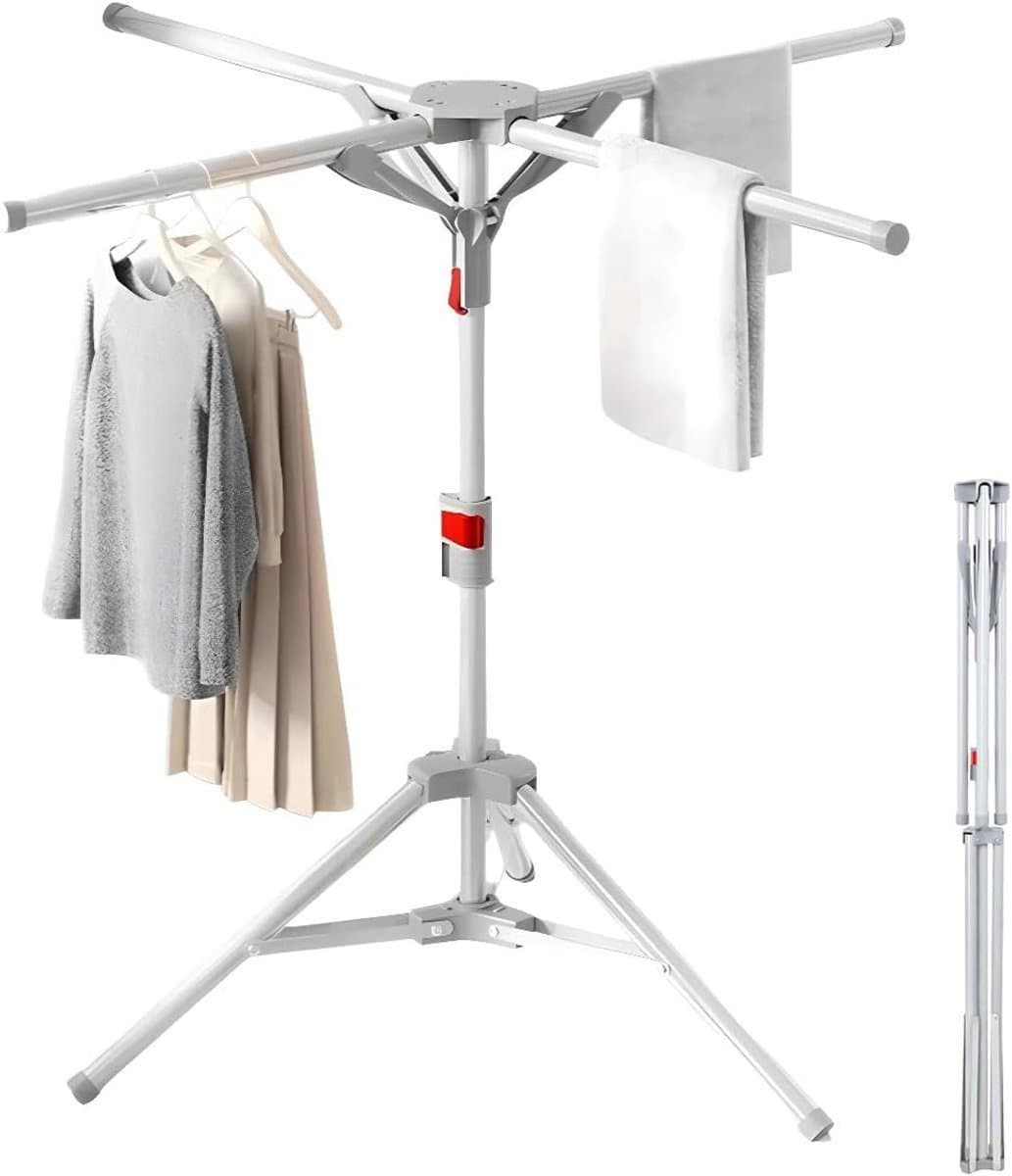 Wasrek - Droogrek - Wasrek Inklapbaar - Staand Droogrek Inklapbaar - Wasrek Staand - Droogrekken - In Hoogte Verstelbaar - Grijs — afbeelding 1