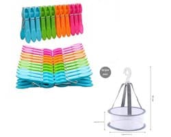GELLDG Wasknijpers - Waslijnklampen - 48 Delige Set In 4 Kleuren - Roestvrij Verenstaal Met PP - Inclusief Opbergmand - Geschikt voor Wasgoed En Huishoudelijk Gebruik - Multicolor