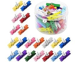 Houten Clips Punaises - Creatieve Spelden - Foto's Bevestigen - Combinatie Ontwerp - 50 Stuks - Multicolor