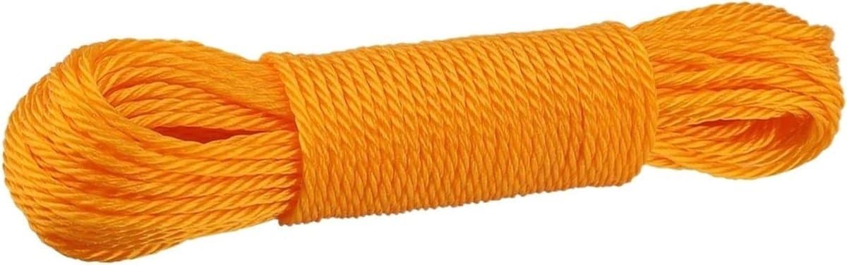 Waslijn Nylon - Droogrek Buiten - Kleding Drogen - Weerbestendig Materiaal - 20 Meter - Oranje — afbeelding 1