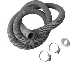 Afvoerslang Verlengset - Wasmachine Vaatwasser Slang - Apparatuur Plaatsen - Inclusief Connector Klemmen - Tot 200cm Lengte - Grijs