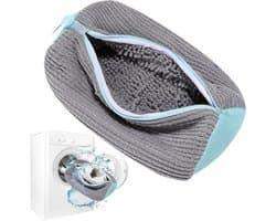 Waszak voor Schoenen, Herbruikbare Wasnet voor Sneakers en Hardloopschoenen, 39 x 19 cm, Grijs Blauw, Ideaal voor Wassen en Bescherming