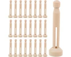Houten poppenknijpers - Knutselknijpers - Creatief hobbyen - Gladde afwerking - 11 cm lengte - Natuurlijk hout