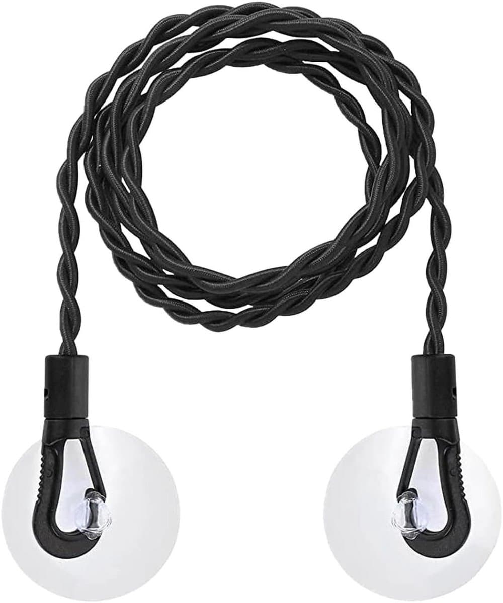 Reiswaslijn - Waslijn Haken - Kleding Drogen - Tool-free Installatie - 2.5 Meter - Zwart — afbeelding 1