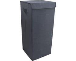 Wasmand Stoffen - Wasbox Deksel - Wasgoed Opbergen - Gemakkelijk Opvouwbaar - 70 cm Hoog - Antraciet