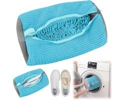 Famanu – Schoenwaszak - waszak - multifunctionele bescherming - schoenenzak - wasmachine - herbruikbare waszak - schoenen voor alle soorten en maten - beschermt zowel schoenen als wasmachine (blauw)
