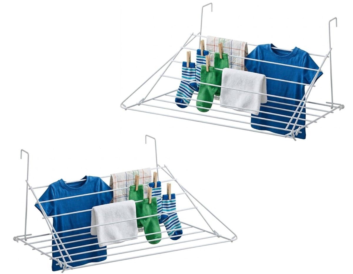 Koopman Inklapbaar wasgoedrekje/droogrek - 2x - Ophangbaar - 58 x 73 cm - radiator/deur — afbeelding 1