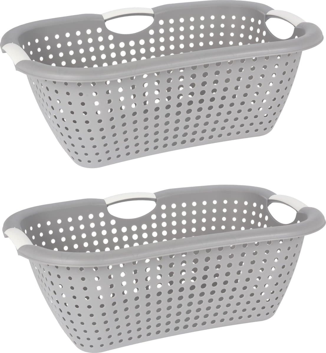 2x stuks kunststof wasmanden grijs 26 liter - Draagwasmand met handvatten — afbeelding 1