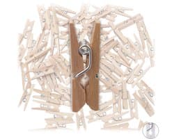 mini houten wasknijpers - set van 100 - retro sierknijpers - klein - ook om te knutselen - natuur