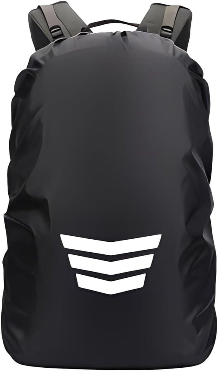 Rugzakhoes, 15-25 l, rugzak met reflecterende strepen en opbergtas, zwart, 1 stuk voor trekking, fietsen en school — afbeelding 1