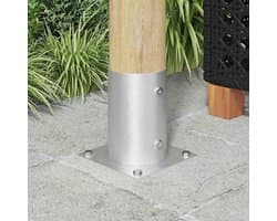 Set van 12 grondankers, rond, 15 x 15 x 15 cm, van verzinkt metaal, stabiele grondankers voor open haarden, vuurschalen en tuinconstructies, zilver