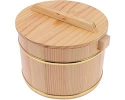1set Houten Stoommandje Voor Rijst Verstelbare Keukenopslag Inclusief Deksel Voor Sushi Soepen Duurzaam Praktisch Keukengerei