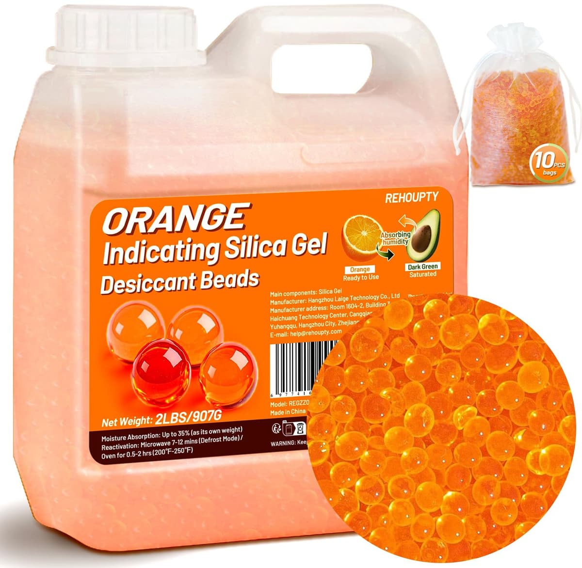 Silicagel Droogballen Oranje Met Vochtindicator Voor Vochtbestrijding — afbeelding 1