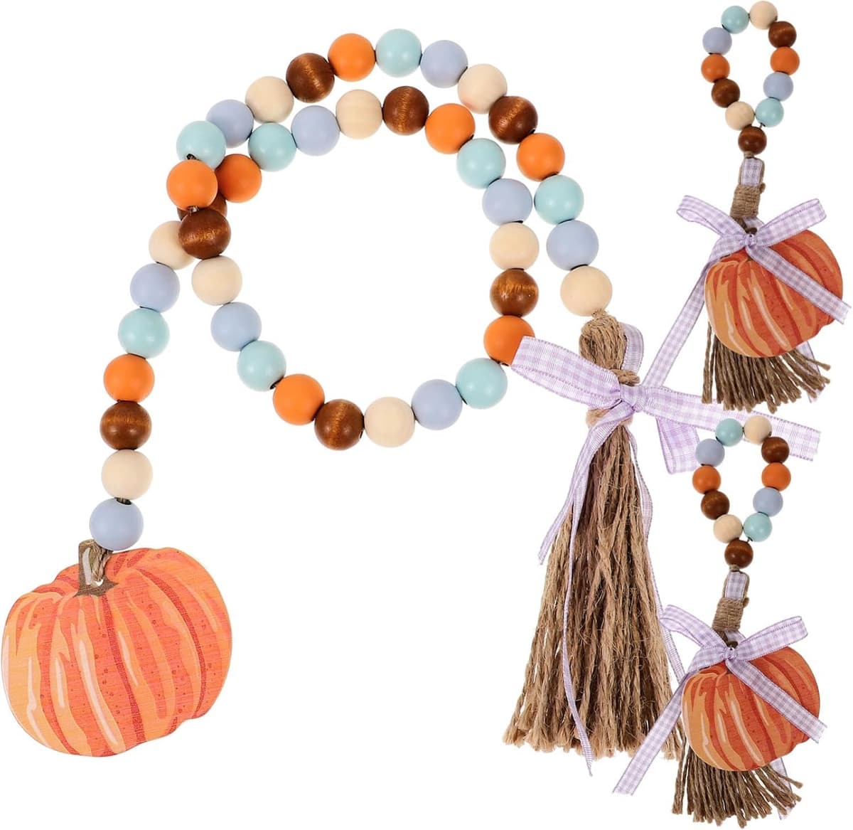 1set Herfst Houten Kralen Slinger Met Tassel Pompoen Pendant Decoratie Voor Wand Boerderij-thema Voor Thuis Keuken Decoratie — afbeelding 1